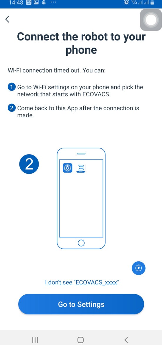 Kết nối Wifi của Robot hút bụi lau nhà Ecovacs thông qua Setting Wifi 